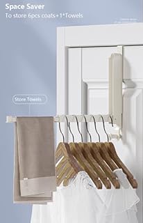 Étendoir à linge pliable au-dessus de la porte, cintre en alliage d'aluminium avec verrou rétractable, porte-manteau à suspendre avec 6 rainures, crochet de suspension pour serviette, manteau, sac et
