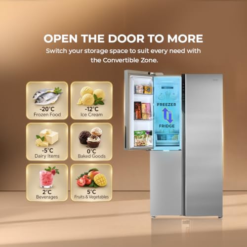 Add Haier 598 L 3 Star Frost Free Side by Side Refrigerator Inox Steel - Image 6