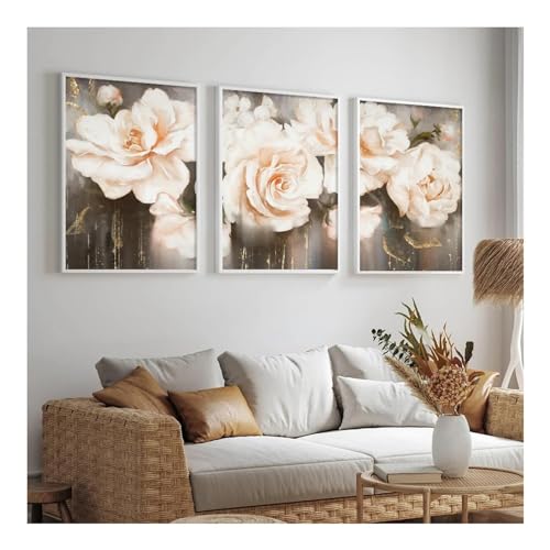 Affiches roses florales modernes art mural peinture sur toile décoration intérieure salon