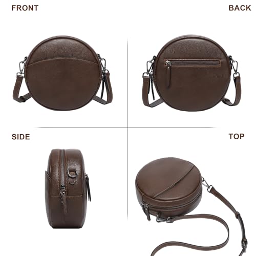 Image of COOLCY Leather Crossbody Bags,Circle Purse Shoulder Bag, Fashion Round Handbag for Travel,Valentine's Gift for Women