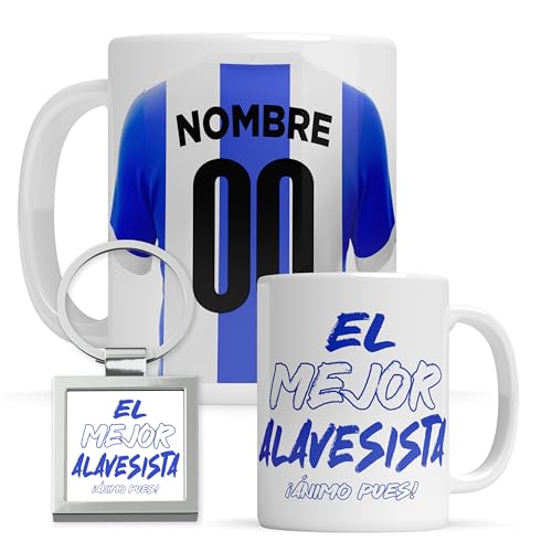 Taza personalizada Alaves - Regalo Original para aficionados del Futol - Personaliza tu taza de desayuno - Taza de Desayuno café