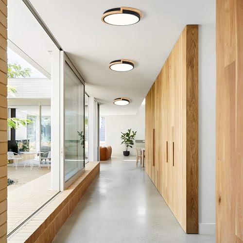 Vikaey Modern Wood LED Flush Mount Ceiling Light Fixture,Blcak Round Ceiling Lighting,Ceiling Lamp for Closets, Kitchens, Stairwells, Bedrooms(11.8In/30CM 4000K) - Cosy Home Interiors Vikaey Modern Wood LED Flush Mount Ceiling Light Fixture,Blcak Round Ceiling Lighting,Ceiling Lamp for Closets, Kitchens, Stairwells, Bedrooms(11.8In/30CM 4000K) - Image 7