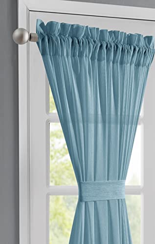 Warm Home Designs Sheer Dusty Blue French Door Curtains Set. Each Curtain For Door Window Set Comes With 2 Tie-Backs. 30 X 72 Inch Sidelight Window Treatments Or Glass Door Curtains. Kfr D Blue 30X72 #TOP1