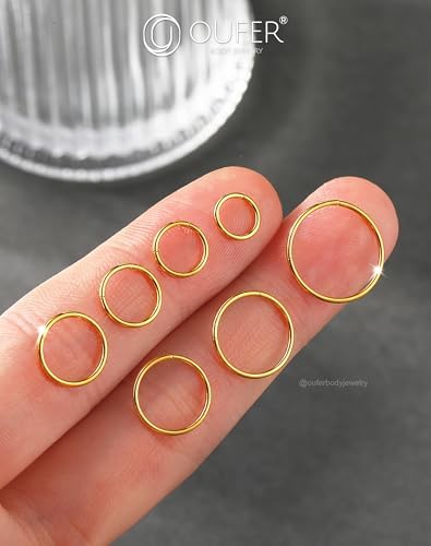 Oufer Neuspiercing, 18 G, 1,0 mm, chirurgisch staal, helix, hoepelring, neusring, neuspiercing, zilver, sieraad, rook, tragus, conch, daith, oorring, vrouwen, mannen, 6, 8, 10 mm, Roestvrij staal