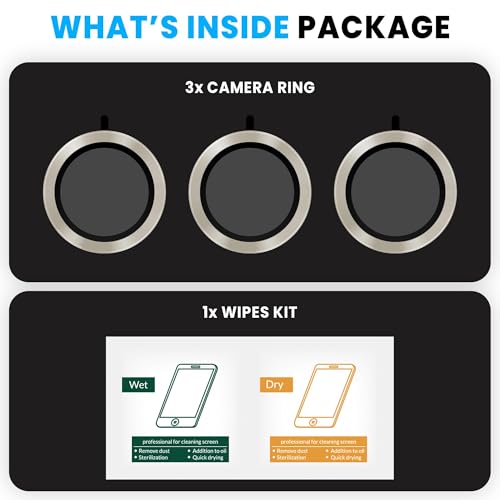 Image of ArmourPro Premium Camera Lens Protector Tempered Glass Compatible For iPhone 15 Pro max and iPhone 15 Pro Tough HD Individual Aluminum Alloy Rings 9H Camera Cover , Scratch-Resistant,Camera Lens Protection| Titanium White