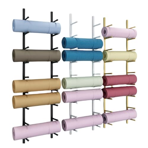 Support tapis de yoga mural et étagère de rangement pour rouleau en mousse ou tapis d'exercice