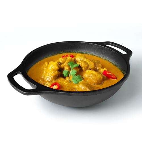 Image of The Indus Valley Premium Cast Iron Kadai with Flat Handles | Naturally Nonstick Kadhai, 100% Pure & Toxin-Free, Pre-Seasoned, No Chemical Coating (25.5-10inch - 2.5ltr)
