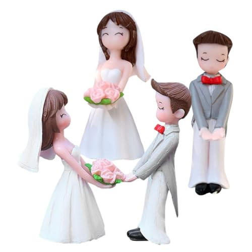 Happyyami 2 Paare Romantische Resin Miniatur Figuren Pärchen Deko für Hochzeitstorten Mikro...