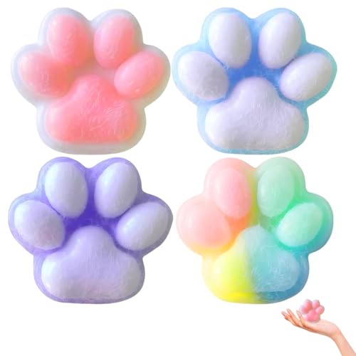 Juego de 4 piezas Squishy Pata Squishies, juguete antiestrés hecho a mano, juguete antiestrés, patas de gato para aliviar el estrés, alivio del estrés para niños y niñas regalo