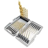 Pro Edge 24 Pcs Hex Shank Drill Bit Set for Impact Driver, Anti-Walking 135-Degree Tip, HSS Twist Titanium Drill Bits for Metal, Steel, Wood Plastic, with Storage Case (1/16