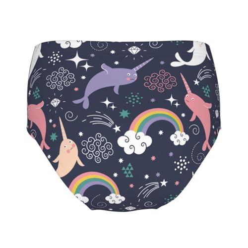 Lovely Narwhal Pattern Girls' Underwear Soft Cotton Little Girls Panties Comfort Briefs2