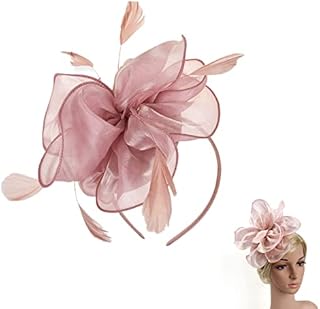 NA Fascinators Hat Organza Flower, Pillbox Headband with Clips, Cocktail Tea Party Headwear for Women Girls Pink, M