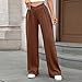 Wide Leg Dress Pants Women's High Elastic Waist Casual Pants Business Work Office Baggy Stretchy Comfy Fashion Slacks Brown