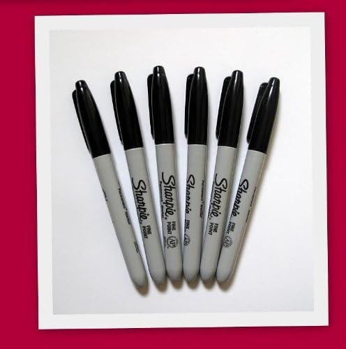 6 x Sharpie Permanent Marker Fine Point Black - NEW