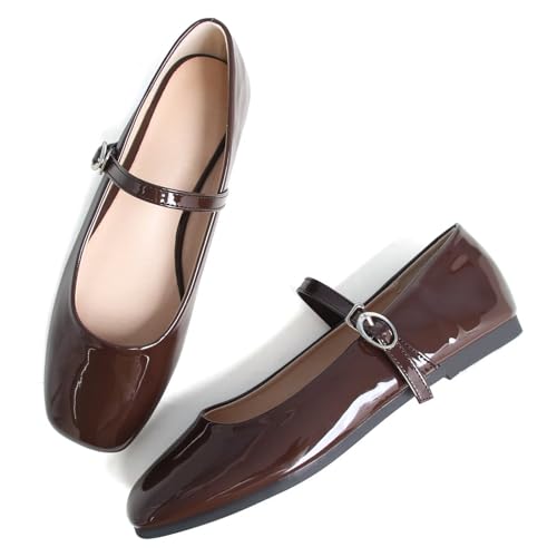Image of LUXINYU Women's Slip on Flats,Classy Round Toe Solid Classic Mary Jane Ballet Dance Shoes Soft Comfortable PU Flat Shoes