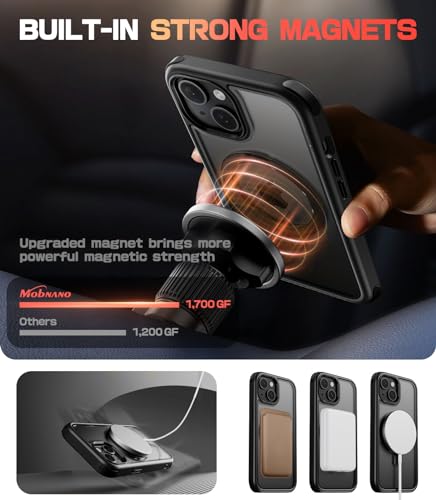 Coque pour iPhone 15 MagSafe transparente et noire avec support invisible - 3
