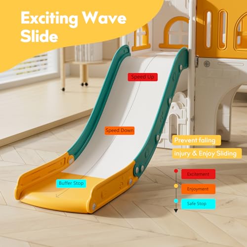 Baotree 9 in 1 Toddler Slide,Kids Slide Playset for Toddler,Indoor Outdoor Slide Toddler Playset with Ball & Hoop, Storage Space and Non-Slip Steps,Gift for Boys and Girls 1-6 Years (Green Orange) by Baotree - Image 3