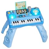 VEVOR Table Activité Bébé 6 Mois et Plus Table Apprentissage Bébé 16 Jeux Jouet Musical Éducatif pour Éveil Enfants Garçon Fille Cadeau d'anniversaire, avec Platine DJ Enregistrement et LED, 133 Sons