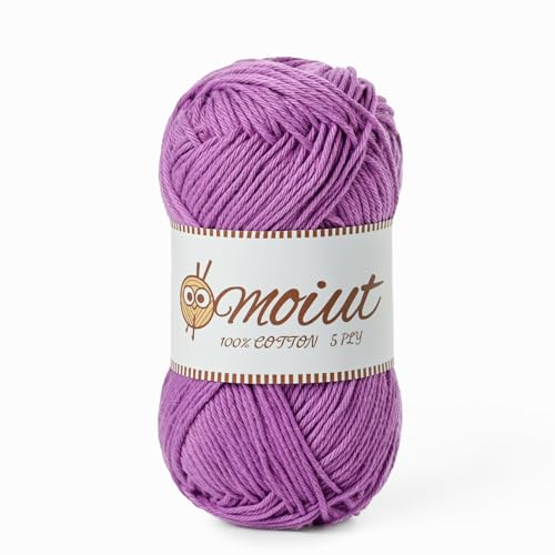 Image of Cotton Yarn for Crocheting, Baby Yarn for Crocheting Soft, 131yds / 1.76oz Fluffy Amigurumi Crochet Yarn, 5 Ply 100% Milk Cotton Yarn for Puzzle、Socks、Clothes(Deep Purple)