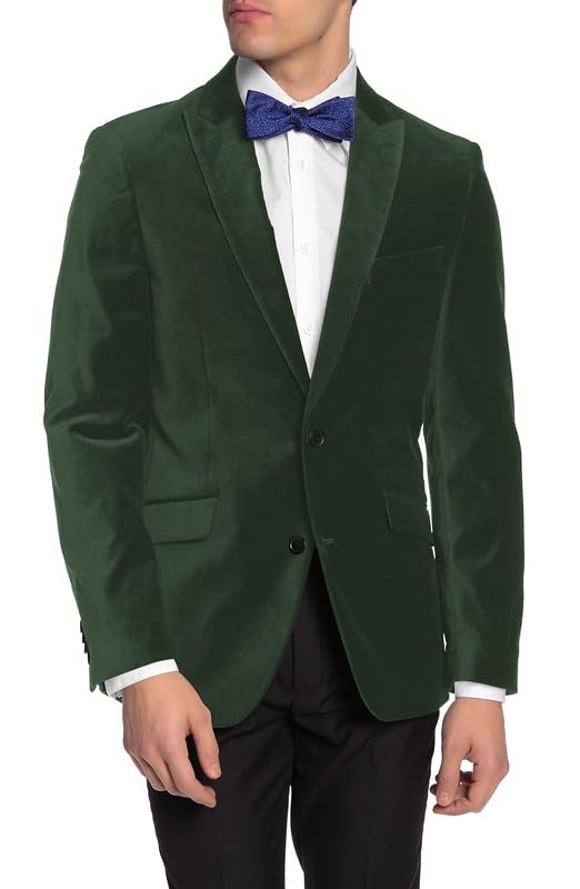 Wangyue Men's Velvet Blazer Jacket Slim Fit Two Button Tuxedo Suit Blazer for Wedding Prom Dinner Party