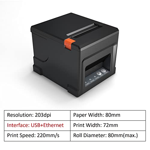 impressora térmica,ERYUE Impressora de recibos USB + LAN de 80 mm Impressora POS com cortador automá