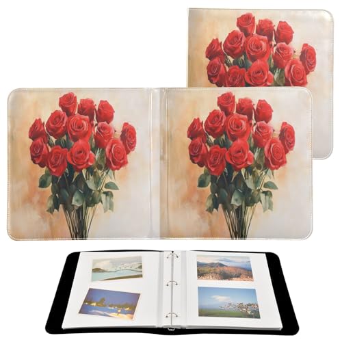 Álbum de fotos auto adhesivo DIY Scrapbook Álbum de San Valentín Rosa Roja Anillado 3 anillos, 40 páginas, 8x10 para recuerdos miniatura 2