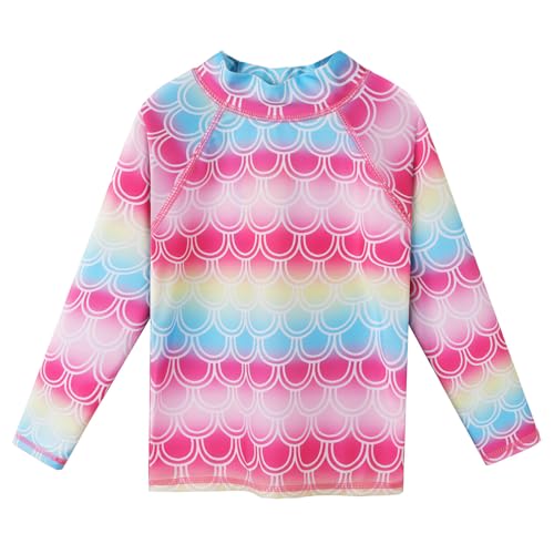 Image of Girls Two Piece Swimsuit Long Sleeve Floral Bathing Suit UPF 50+ Summer Beach Swimwear