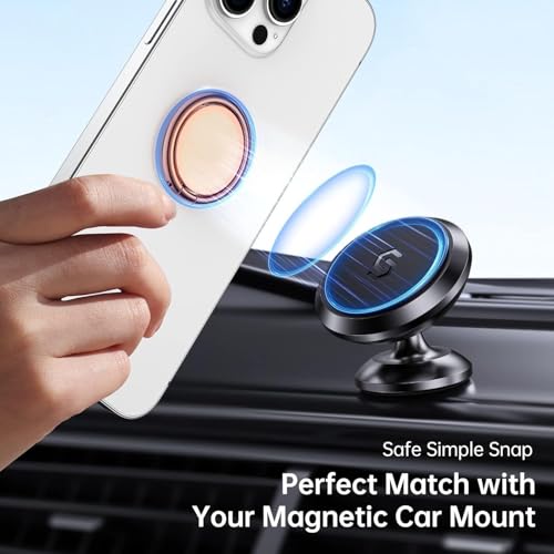 Image of Mizi Cell Phone Ring Holder Finger Grip Stand - 360 Rotation Metal Kickstand for Magnetic Car Mount, for All Smartphones & Tablets - Rose Gold