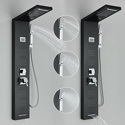 Sistema columna de ducha de acero inoxidable con lluvia, cascada y masaje miniatura 5