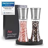 100% SCHUTZ UND SAUBERKEIT – Das Mahlwerk ist mit kleinem Deckel verschlossen ist, sodass der Inhalt vor Staub geschützt ist. Da sich das Mahlwerk oben befindet kann auch nichts nach unten rausrieseln und die Tischdecke bleibt sauber.