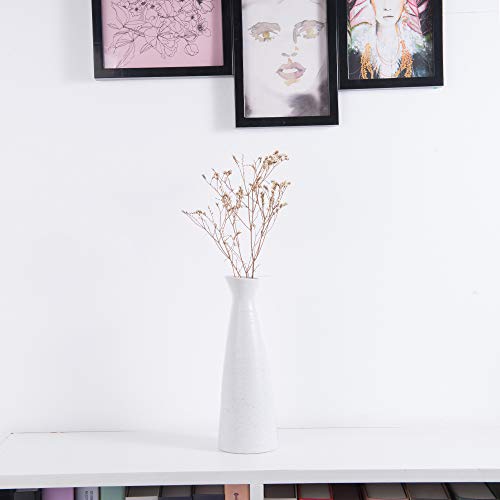 Flower Vase - Ceramic Vases For Flowers,9" White Vases For Decor,Handcrafted Modern Minimalism Style For Home,Office Decor #TOP3
