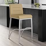 Zuri Furniture Lynx Counter Height Contemporary Bar Stool with Metal Base - Taupe