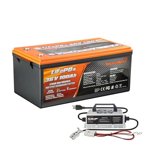 Enjoybot 36V 100Ah LiFePO4 Lithium Battery with 43.8V 12A Lithium...