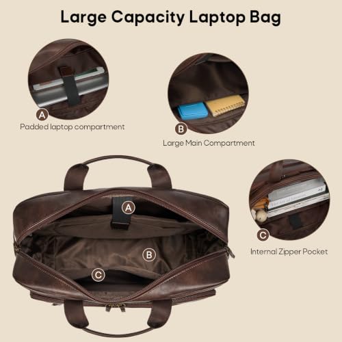 Image of RAINSMORE Messenger Bag for Men 16 inch Vintage PU Leather Laptop Briefcase