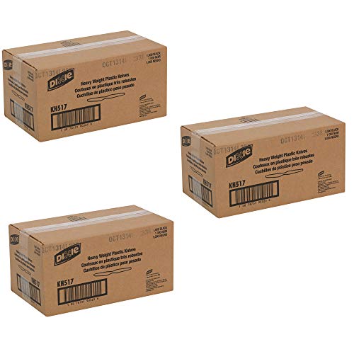 Dixie KH517 Black Heavy-Weight Plastic Knife, 1000/Case, Pack of 3 Cases, Total 3000 Knifes