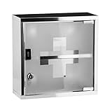 Medical Cabinet First Aid Locking Door and 2 Shelves for Medicine & Bandages, Made of Stainless...