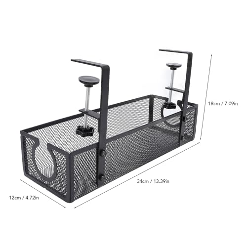 Bandeja para Gestión de Cables Bajo Escritorio de Acero al Carbono con Orificio Lateral Redondo y Diseño Trapezoidal, Organizador de Cables para Oficina y Estudio (Negro) miniatura 4