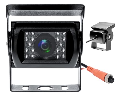 CAMECHO Cámara de Visión Trasera,18 LED IR Visión Nocturna Impermeable,12V-24V 4 Pins Conector de Aviación,para Coche/Bus/Camión/remolques/Caravana/Autocaravana/Heavy Reverse(CVBS+AHD)