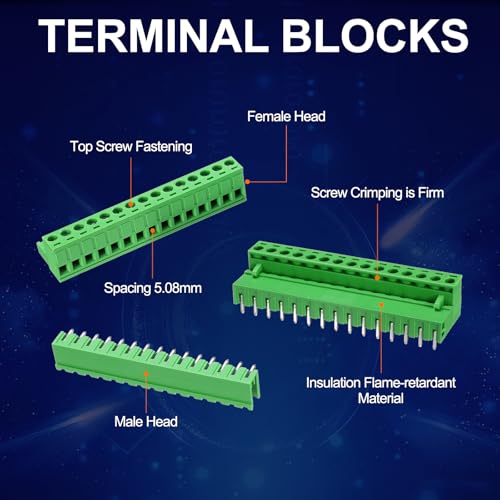 Connecteur bornier PCB vert à angle droit pour montage électronique