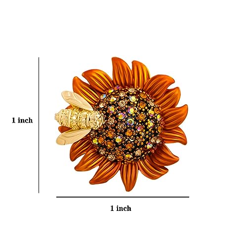 Image of Rhinestone Sunflower Brooch Pin Vintage Gold Yellow Elegant Pin Ladies Multipurpose Brooch Necklace
