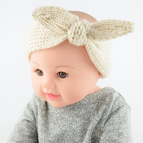 Izus Turban Headband Baby Girl - Warm Rabbit Knot Hair Band, Knit Head Wrap For Newborn, Toddler And Children (One Size (Fit For 2 Months To 7 Years), Camel + Beige) #TOP3