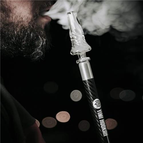Yimi Hookah | Shisha Glas und Carbon Mundstück | 30 cm | Metall Edelstahl V2A | Carbon Sleeve | Glas Aufsatz – Bild 3