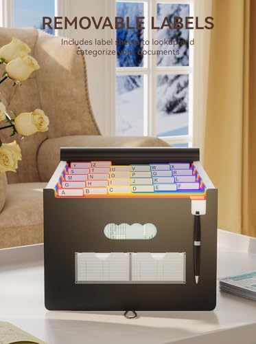 Image of Shuttle Art File Folder, 24 Pockets Expanding File Folder, A4 Letter Size Document Organizer, Stationery Storage Bag, Multi Layer Accordion, Documents Paper Holder for Office,School,Home (Multicolor)