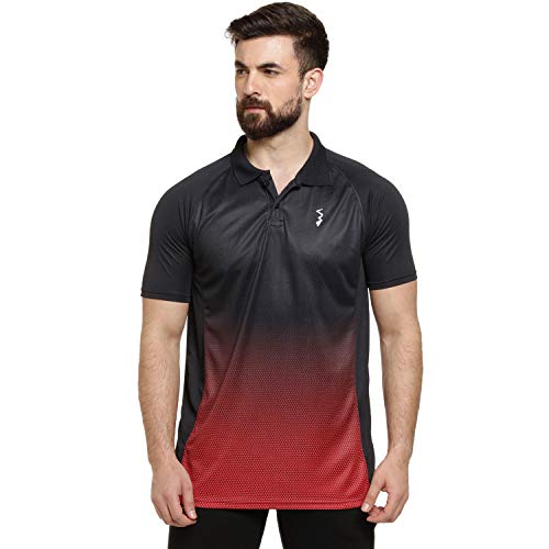 Image of CAHOOT Men's Black and Blue Ombre Dri-Fit Activewear T-Shirt Regular Fit for Casual Wear | Structured T-Shirt Crafted with Comfort Fit and High-Performance for Everyday Wear