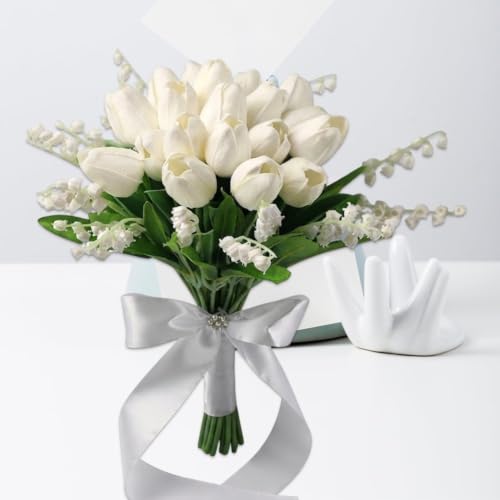 Ramo de tulipanes artificiales elegante con acabado realista premium 8
