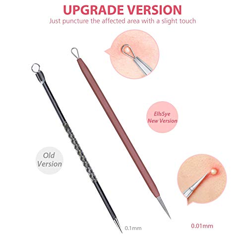 JPNK Blackhead Remover Tool Comedones Extractor Acne Removal Kit for Blemish, Whitehead Popping, 6 Pcs Zit Removing for Nose Face Tools with a Leather Bag (Pink)