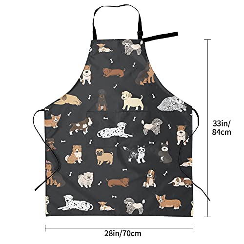 Perinsto Puppy Dog Pets Cute Animals Waterproof Apron With 2 Pockets Kitchen Chef Aprons Bibs For Grooming Cooking Baking Painting Gardening #TOP5