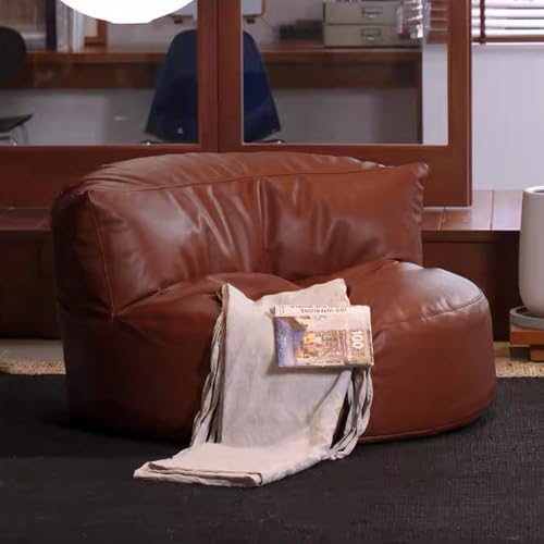 Sillón Tipo puf (sin Relleno), Funda de sofá Tipo puf de Piel sintética, Funda de puf para Adultos, sillón Perezoso, Asiento de Suelo, Muebles de Sala de Estar