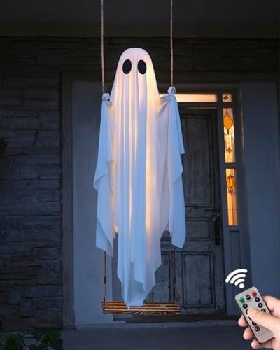 Halloween Decorations Outdoor - 5 FT Large Hanging Swing Ghost Ha...