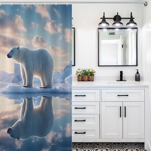 Rideau de douche ours polaire étanche en polyester 122x183 cm